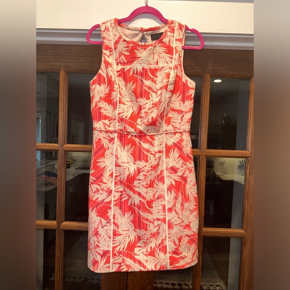 J Crew Size 8 Pink & Cream Tropical Print Open Back Dress - Picture 9 of 10